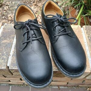 Men's Or Womens Black Lace-Up Leather Work Shoes